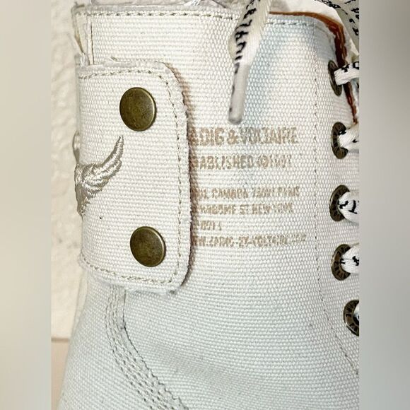 Zadig & Voltaire Joe Canvas military boots in color flash in cream New. 39/8 - Picture 10 of 16